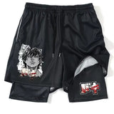 Baki Hanma Sports Gym Athletic 2-in-1 Training Shorts S-5XL Black / Red