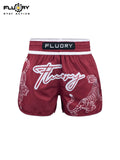 FLUORY MTS-C1197  MUAY THAI BOXING SHORTS XS-XXXL UNISEX JUNIOR & ADULT RED