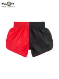 FLUORY MTSF156 MUAY THAI BOXING SHORTS XXS-XXXL UNISEX JUNIOR & ADULT BLACK RED