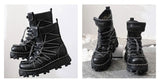 Motorcycle Biker Rock Punk Gothic Boots FWMB014 Cowhide Leather Black Size 37-50