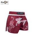 FLUORY MTS-C1197  MUAY THAI BOXING SHORTS XS-XXXL UNISEX JUNIOR & ADULT RED