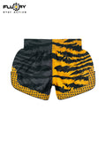 FLUORY MTSF191 MUAY THAI BOXING SHORTS XS-XXXL UNISEX JUNIOR & ADULT Black Yellow