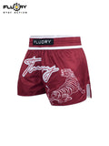 FLUORY MTS-C1197  MUAY THAI BOXING SHORTS XS-XXXL UNISEX JUNIOR & ADULT RED