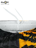 FLUORY MTSF191 MUAY THAI BOXING SHORTS XS-XXXL UNISEX JUNIOR & ADULT Black Yellow