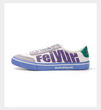FEIYUE Skate Shoes Canvas Sneakers Low Top Size 35-44 Unisex White Purple