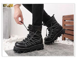 Motorcycle Biker Rock Punk Gothic Boots FWMB014 Cowhide Leather Black Size 37-50