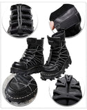 Motorcycle Biker Rock Punk Gothic Boots FWMB014 Cowhide Leather Black Size 37-50