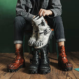 Motorcycle Biker Rock Punk Gothic Boots FWMB016 Cowhide Leather Size 37-50 3 Colours
