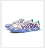 FEIYUE Skate Shoes Canvas Sneakers Low Top Size 35-44 Unisex White Purple