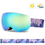 High Experience Snowboarding Ski Outdoor Protection UV Protection Anti-fog Magnetic Goggles Adult Unisex Gold Palm Strap