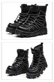 Motorcycle Biker Rock Punk Gothic Boots FWMB014 Cowhide Leather Black Size 37-50