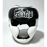 FAIRTEX HG13 Lace-Up SPARRING HEADGEAR HEAD GUARD PROTECTOR M-L White Black