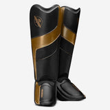 HAYABUSA T3 FULL BACK MUAY THAI BOXING MMA SHIN GUARD PROTECTOR M Black Gold