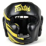 FAIRTEX DIAGONAL VISION HG13 Kopfschutz zum Schnüren, für Muay Thai, Boxen, MMA, Sparring, Kopfschutz, Leder, M-XL, Schwarz
