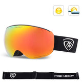 High Experience Snowboarding Ski Outdoor Protection UV Protection Anti-fog Magnetic Goggles Adult Unisex Red Black Strap