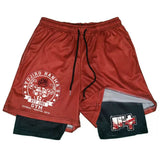 Yujiro Hanma Sports Gym Athletic 2-in-1 Training Shorts S-5XL Black / Red