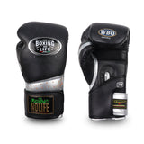No Boxing No Life GEL Enforced Layer D30 Boxing Gloves Velcro closure Microfiber 10-16 oz Vintage Black Silver