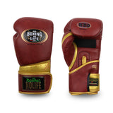 No Boxing No Life GEL Enforced Layer D30 Boxing Gloves Velcro closure Microfiber 10-16 oz Vintage Red Gold