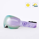 High Experience Snowboarding Ski Outdoor Protection UV Protection Anti-fog Magnetic Goggles Adult Unisex Purple Graffiti Strap