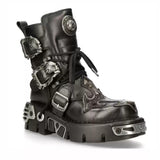Motorrad Biker Rock Punk Gothic Style Stiefel FWMB008D Rindsleder Schwarz Gr. 38-50 