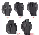 Airsoft Tactical Military CQC OWB Polymer Pistol Holster G17/1911/M92/P226/USP 3 Colours