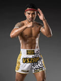 VSZAP LOTUS MTS001 MUAY THAI MMA BOXING Shorts XS-5XL WHITE