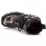 Motorrad Biker Rock Punk Gothic Style Stiefel FWMB008D Rindsleder Schwarz Gr. 38-50 