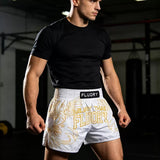 FLUORY MTS-C1234 MUAY THAI BOXING SHORTS XS-XXXL UNISEX JUNIOR & ADULT WHITE