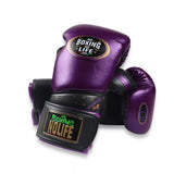 No Boxing No Life Mexico Bloodline Boxhandschuhe zum Schnüren, Rindsleder, 10-14 oz, Metallic-Gold/Silber 