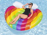 Inflatable Rainbow Dreams Pool Island Water Float with Air Pump 175x163 cm