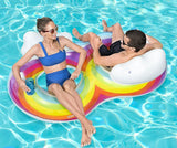 Inflatable Rainbow Dreams Double Swim Tube Pool Water Float with Air Pump 168x116 cm