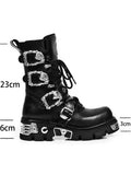 Motorrad Biker Rock Punk Gothic Style Stiefel FWMB008D Rindsleder Schwarz Gr. 38-50 