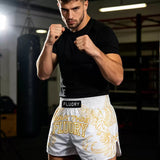 FLUORY MTS-C1234 MUAY THAI BOXING SHORTS XS-XXXL UNISEX JUNIOR & ADULT WHITE