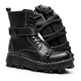 Motorcycle Biker Rock Punk Gothic Boots FWMB013 Cowhide Leather Black Size 37-50
