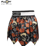 FLUORY SKULL MUAY THAI BOXING SHORTS XS-XXXL UNISEX JUNIOR & ADULT BLACK
