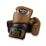 No Boxing No Life Mexico Bloodline Boxhandschuhe zum Schnüren, Rindsleder, 10-14 oz, Metallic-Gold/Silber 