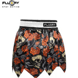 FLUORY SKULL MUAY THAI BOXING SHORTS XS-XXXL UNISEX JUNIOR & ADULT BLACK