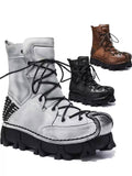 Motorcycle Biker Rock Punk Gothic Boots FWMB015 Cowhide Leather Size 37-50 3 Colours