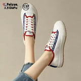 FEIYUE Classic Low Top Canvas Shoes Size 35-44 Unisex White