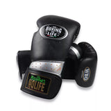 No Boxing No Life GEL Enforced Layer D30 Boxing Gloves Velcro closure Microfiber 10-16 oz Vintage Black Silver