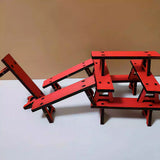 Cultural Art Chinese Traditional Miniature Lion Dance Handcraft Props Set of Baxian Benches 10x3x3 cm