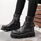 Motorcycle Biker Rock Punk Gothic Boots FWMB013 Cowhide Leather Black Size 37-50