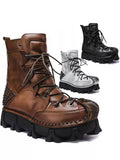 Motorcycle Biker Rock Punk Gothic Boots FWMB015 Cowhide Leather Size 37-50 3 Colours