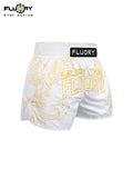 FLUORY MTS-C1234 MUAY THAI BOXING SHORTS XS-XXXL UNISEX JUNIOR & ADULT WHITE