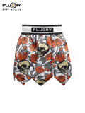 FLUORY SKULL MUAY THAI BOXING SHORTS XS-XXXL UNISEX JUNIOR & ADULT WHITE