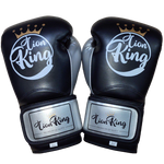 LION KING 7985 MUAY THAI  BOXING GLOVES 2.0  8-12 oz Black Silver