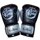 LION KING 7985 MUAY THAI  BOXING GLOVES 2.0  8-12 oz Black Silver