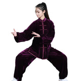 Traditional Martial Art Tai Chi Kung Fu Uniform Suit(U01) Winter Golden Velvet Size S-XXL Unisex Maroon