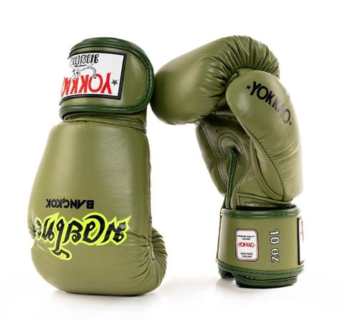 YOKKAO LATE SHOW MUAY THAI BOXING GLOVES 8-16 oz Olive