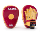 YOKKAO CURVED MUAY THAI BOXING MMA PUNCHING FOCUS MITTS PADS Leather Red Yellow